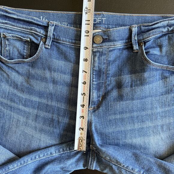 Ann Taylor Loft Jeans Women 16 Blue Modern 27" Crop Stretch Denim Beachy Coastal - Picture 11 of 12